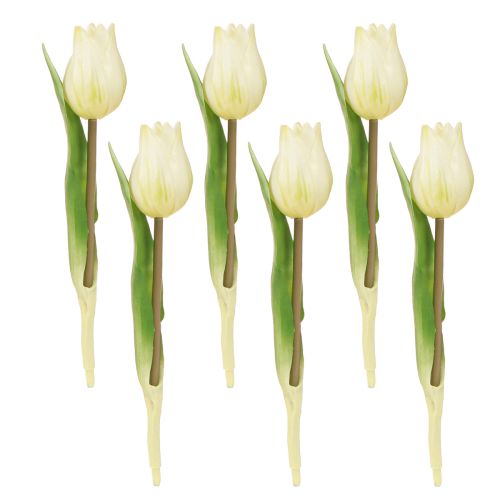 Produkt Tulipany dekoracyjne sztuczne kwiaty biało-kremowe 20cm 6 szt