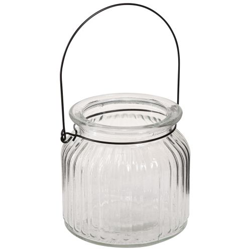 Wazon dekoracyjny retro szklany uchwyt na latarnię Ø10cm W10cm 2szt