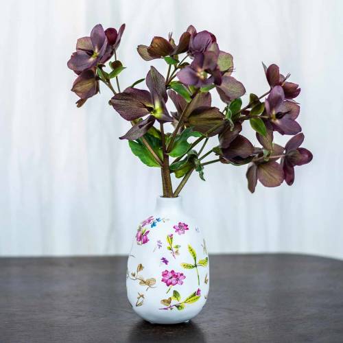 Floristik24 Wazon Deco Biały Kwiatowy Ø9cm H13,8cm