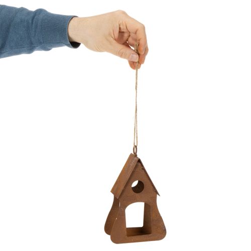 Dekoracyjna wisząca budka dla ptaków, dekoracja w kolorze rdzy, 17,5 cm | Floristik24.pl