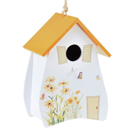 Floristik24 Dekoracyjny domek dla ptaków do zawieszenia biały żółty letni wys. 21cm 2szt