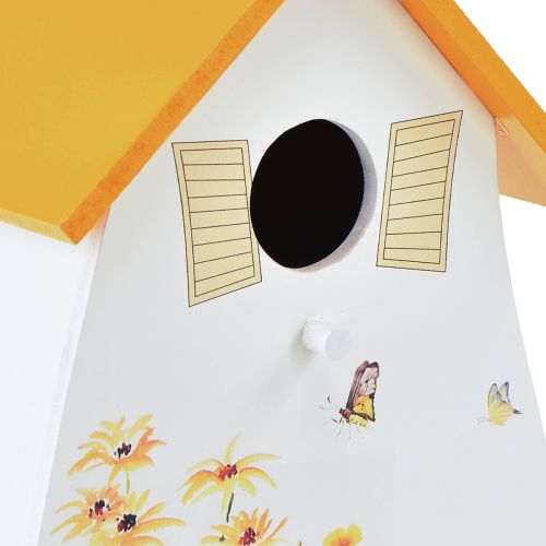 Floristik24 Dekoracyjny domek dla ptaków do zawieszenia biały żółty letni wys. 21cm 2szt