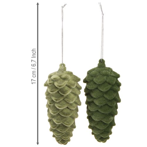Produkt Wieszak ozdobny szyszki sosnowe zielone flokowane 11,5cm 6 szt.
