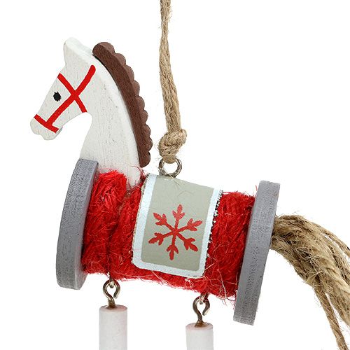Produkt Zawieszka dekoracyjna Koń czerwono-biała 20cm 6szt.