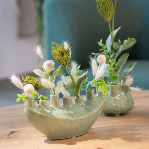 Produkt Wazon dekoracyjny Łódka Wazon ceramiczny Jasnozielony 23×8,5×11cm