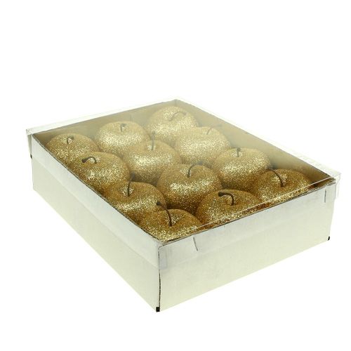 Floristik24 Deco jabłka złote z miką Ø6cm 12szt.
