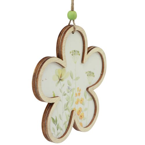 Produkt Dekoracyjna zawieszka drewniana kwiatowa z motywem serca kwiaty 12cm 6 szt