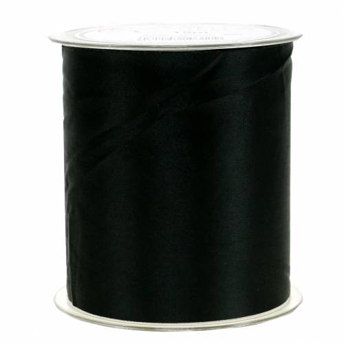 Floristik24 Wstążka satynowa czarna 100mm 15m