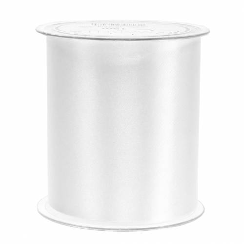 Floristik24 Taśma stołowa Satin Ribbon Biała 100mm 15m