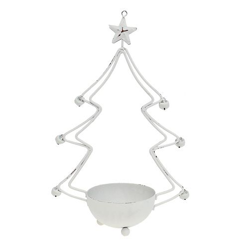 Floristik24 Deco Drzewko z miseczką na tealight białe 25cm 2szt.