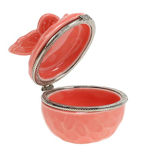 Floristik24 Ozdobne pudełko z łososiowym motylem Ø6cm W6cm