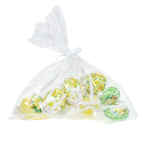 Floristik24 Jajka ozdobne do zawieszenia żółto-zielone 5-8cm 8szt.