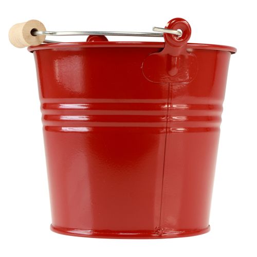Produkt Ozdobna metalowa donica wiadro czerwona Ø16cm W14,5cm 1,6L