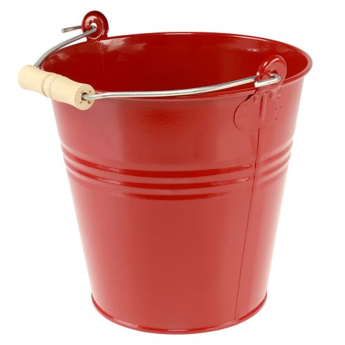 Produkt Ozdobna metalowa donica wiadro czerwona Ø22cm W21,5cm 6L