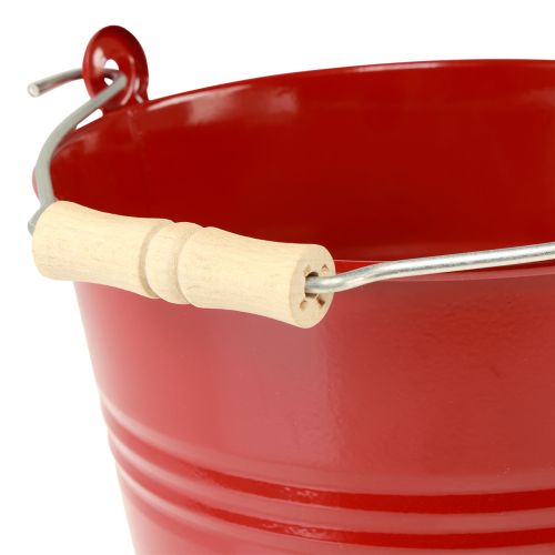 Produkt Ozdobna metalowa donica wiadro czerwona Ø22cm W21,5cm 6L