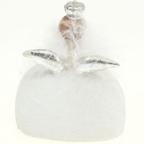 Floristik24 Deco Anioł Biały, Srebrny 15,5cm 2szt.