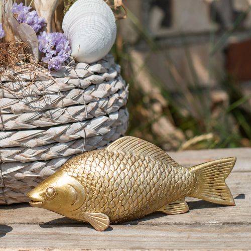 Floristik24 Dekoracyjna rybka w kolorze złotym do postawienia Ryba Rzeźba Polyresin Mała dł. 18 cm
