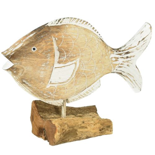 Dekoracyjny drewniany stojak na rybę na korzeniu dekoracja morska 27cm