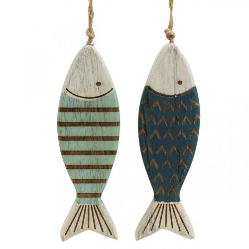 Produkt Deco ryba morska dekoracja wisząca drewniana rybka niebieska dł.16cm 4szt