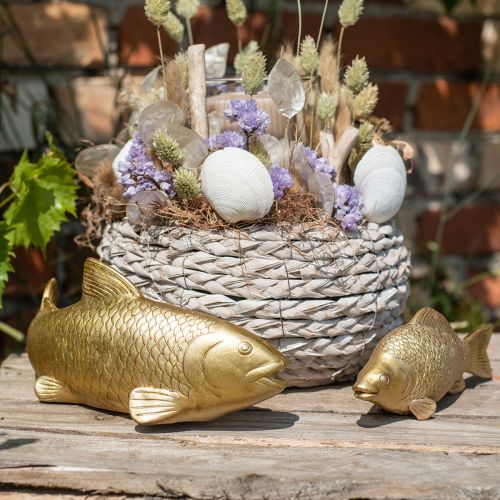 Floristik24 Dekoracyjna ryba do odłożenia, rybka rzeźba polyresin złota duża dł.25cm