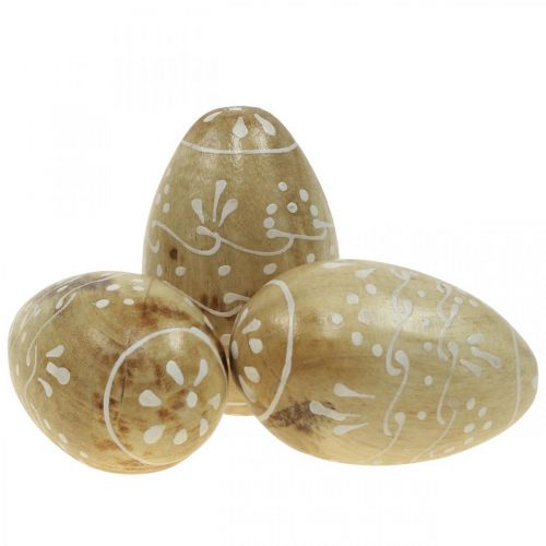 Produkt Jajka drewniane, jajka ozdobne, pisanki z drewna mango 8×5cm 6szt