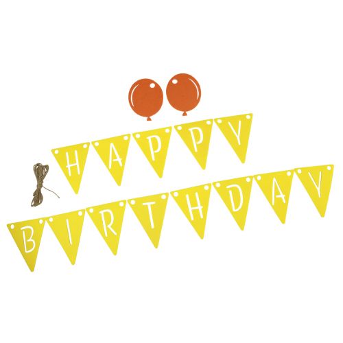 Dekoracyjna girlanda urodzinowa w kształcie łańcuszka z filcu w kolorze żółto-pomarańczowym 300cm