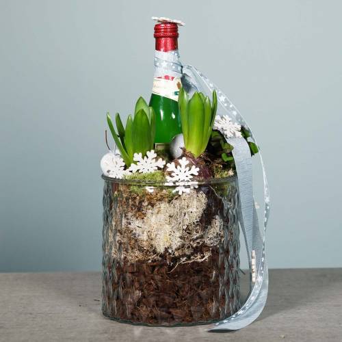 Floristik24 Szkło dekoracyjne, latarnia w romby, naczynie szklane Ø15cm W15cm