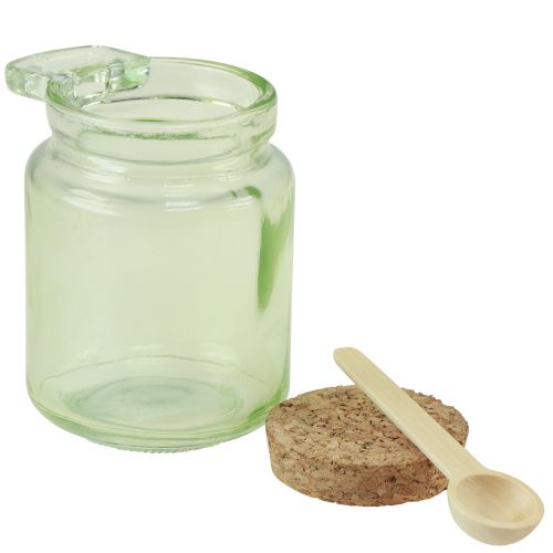 Produkt Szkło dekoracyjne z korkową pokrywką i łyżeczką zielone Ø7cm W10cm 2szt