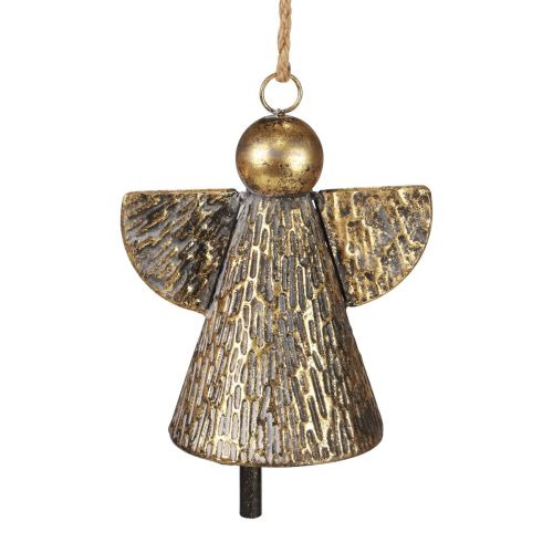 Dekoracyjny dzwonek Anioł bożonarodzeniowy, dekoracja dzwonka bożonarodzeniowego złoty antyczny wygląd 21cm