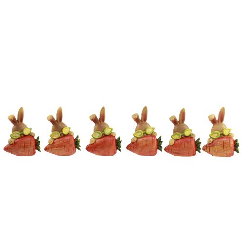 Produkt Zajączek dekoracyjny z marchewką Zając wielkanocny figurki dekoracyjne wys. 5,5cm 6szt