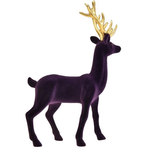 Floristik24 Deco jeleń renifer w kolorze fioletowo-złotym flokowanym, figura H37cm