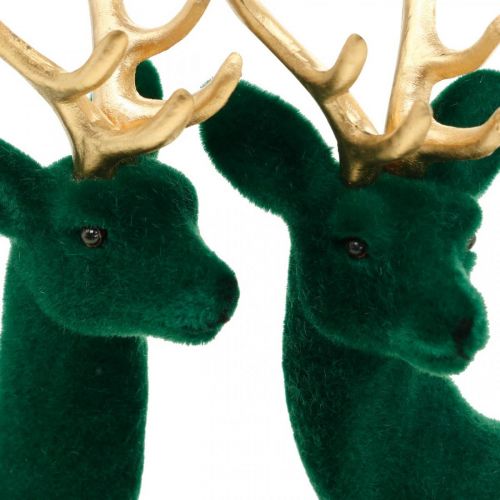 Produkt Deco jeleń zielono-złota dekoracja świąteczna figurki jelenia 20cm 2szt