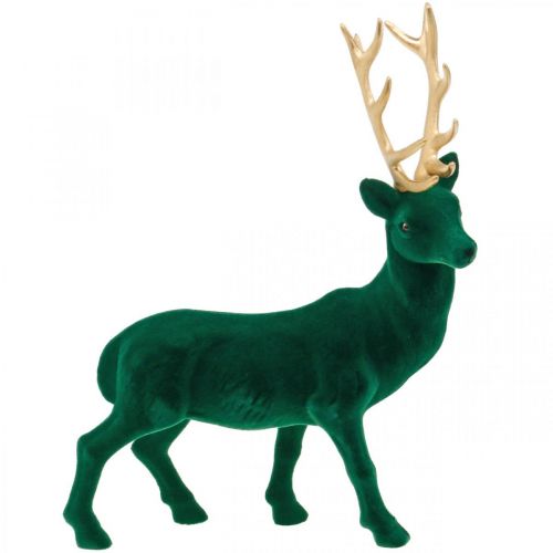 Floristik24 Deco jeleń stojący zielony złoty ozdoba świąteczna figurka 40 cm