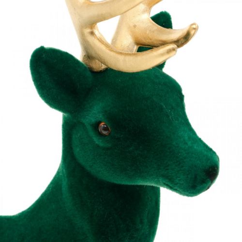 Produkt Deco jeleń stojący zielony złoty ozdoba świąteczna figurka 40 cm