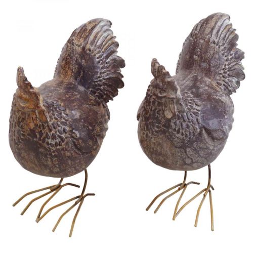 Floristik24 Deco kurczaki figura dekoracyjna figura ogrodowa kurczak vintage W17cm 2szt