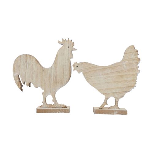 Dekoracyjny kurczak Dekoracja wielkanocna Drewniana dekoracja stołu 14,5 cm, zestaw 2 sztuk
