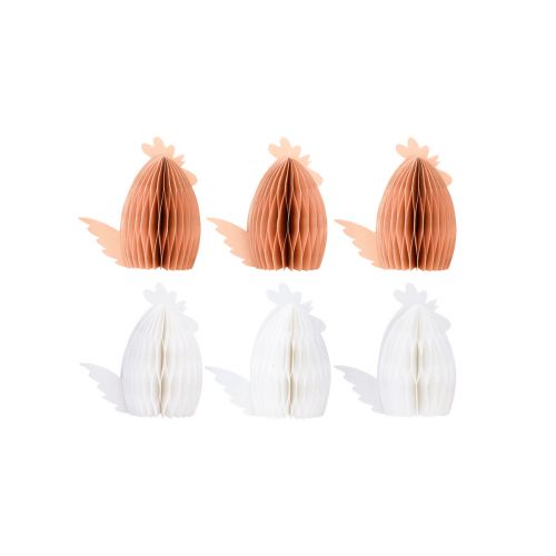 Produkt Papier dekoracyjny o strukturze plastra miodu kurczak biały pomarańczowy 5,5×3,5×6cm 6 szt