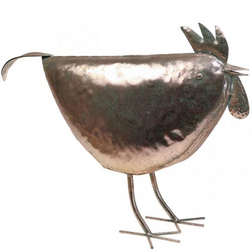 Floristik24 Deco Chicken Metal Deco Metal Bird Metallic Rose 51×16×36cm