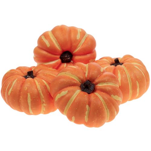 Floristik24 Dekoracja dyniowa na Halloween, jesienna dekoracja stołu pomarańczowa 12,5cm wys.7cm 4szt