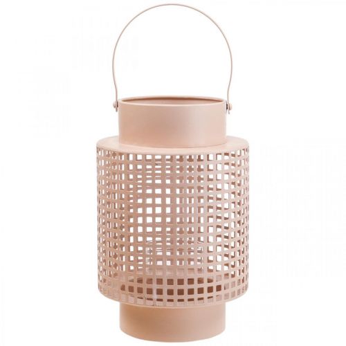 Produkt Latarnia dekoracyjna różowa metalowa latarnia z uchwytem Ø18cm W29cm