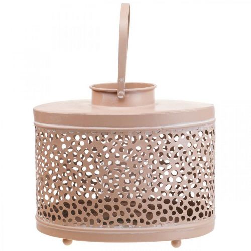 Produkt Latarnia dekoracyjna owalna różowa lampion dekoracja stołu metalowa 27×16×23cm