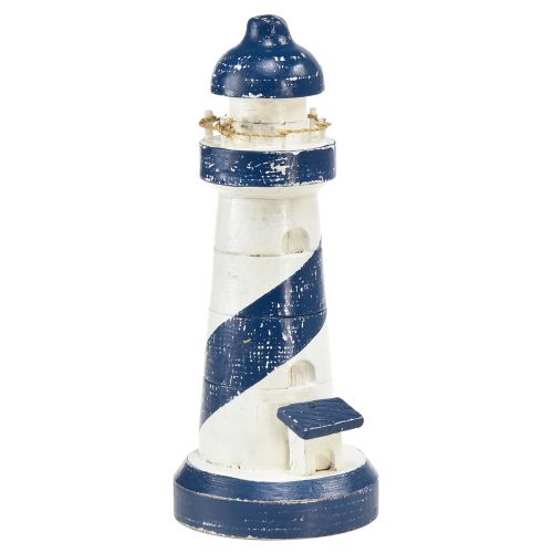Dekoracyjna latarnia morska drewniana niebiesko-biała morska Ø7,5cm W19cm