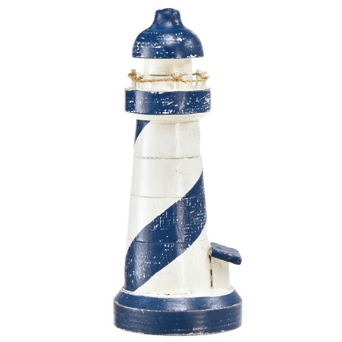 Produkt Dekoracyjna latarnia morska drewniana niebiesko-biała morska Ø7,5cm W19cm