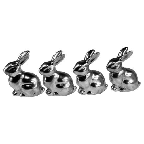 Produkt Dekoracyjny Zając Wielkanocny Srebrny Dekoracja Wielkanocna Zajączek Siedzący W9cm 4szt