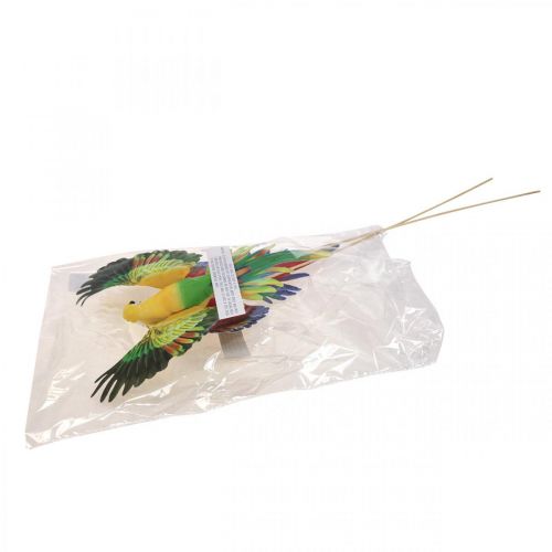 Floristik24 Wtyczka kwiatowa ptaszek, papuga dekoracyjna czerwona żółta 28×19cm 2szt