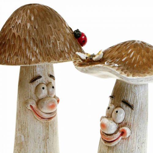 Floristik24 Deco grzybki Dekoracja jesienna zabawne grzybki Ø15/12cm W22/25cm 2szt
