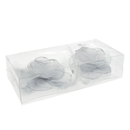 Floristik24 Różyczka ozdobna na klips Ø10cm srebrna 2szt