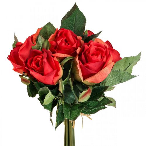 Floristik24 Dekoracyjny bukiet róż Kwiaty sztuczne Róże czerwone W30cm 8 szt