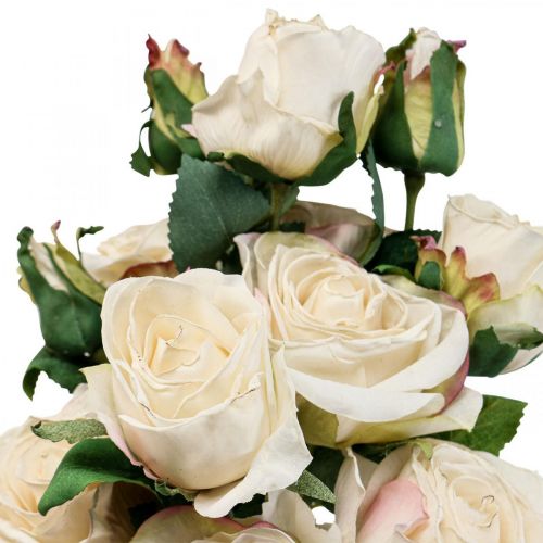 Floristik24 Deco Roses Kremowe Sztuczne Róże Jedwabne Kwiaty 50cm 3szt