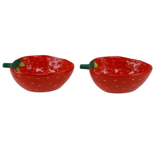 Floristik24 Miska dekoracyjna truskawkowa miska ceramiczna czerwona 12,5×15,5cm 2szt